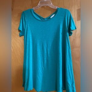 T.La Open Back Lace Up Tee NWT Size Small Turquoise